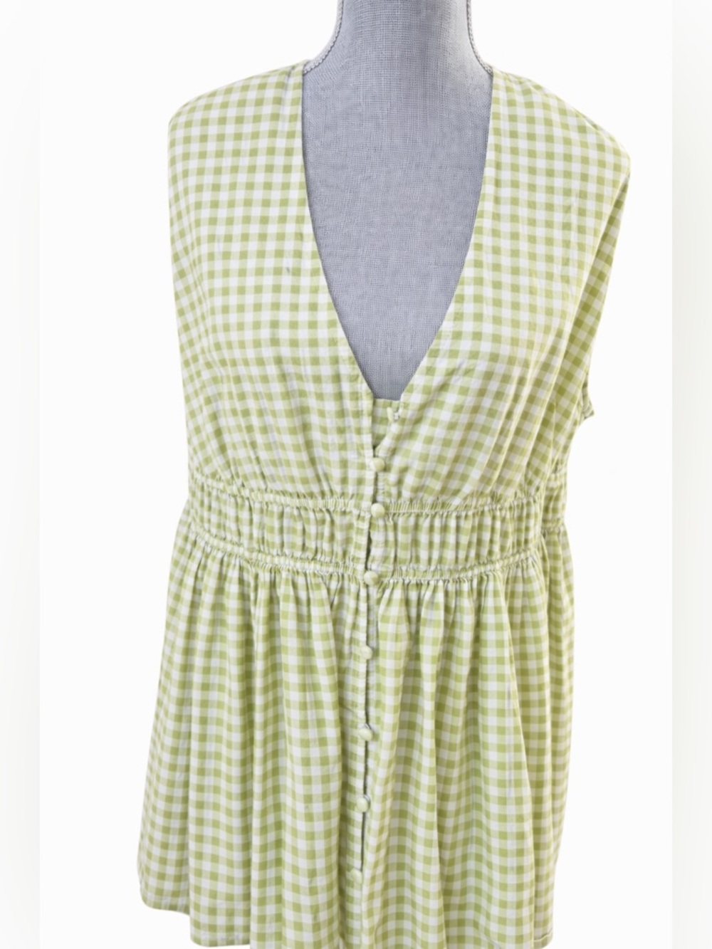 ASOS DESIGN Curve Green Gingham Babydoll Mini Dress Plus Size 20
